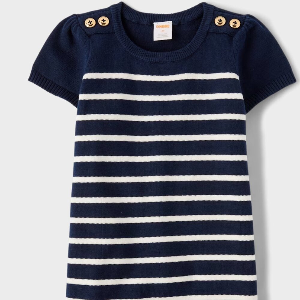 Gymboree Girls' Striped Sweater Dress - Size 5T - Navy Blue & White (NWT)